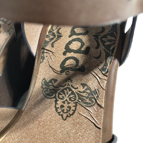 Mudd Kylie Cognac Y2K Style Wedge Brown Sandals Tan Straps Adjustable shoes Sz 7 - Picture 6 of 11